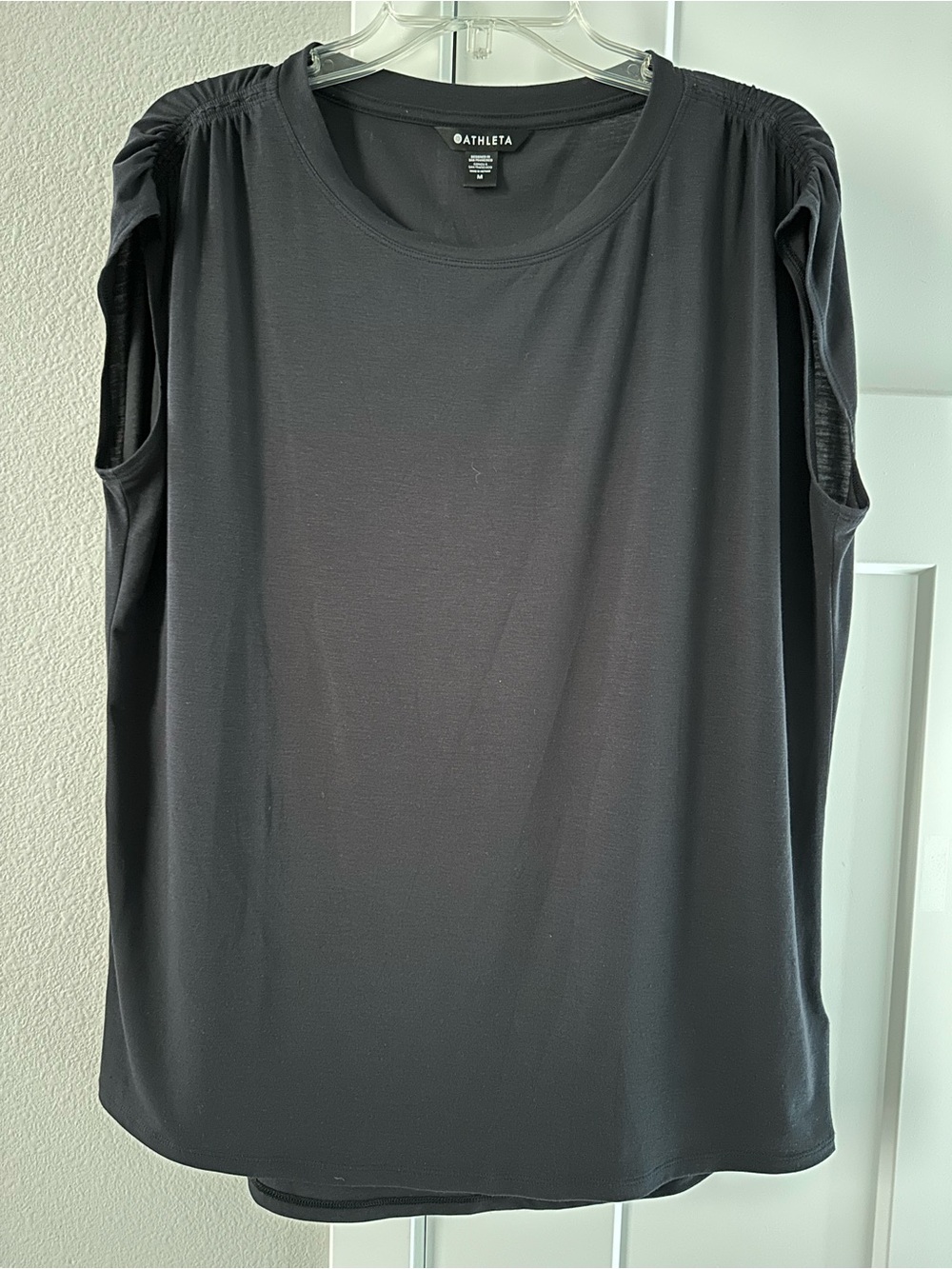 Athleta Black Sleeveless Gathered-Shoulder Tank Top Tunic